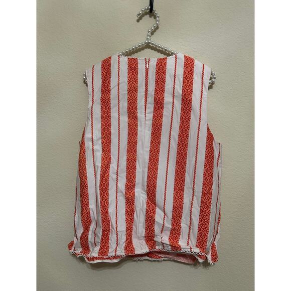 Draper James Size 14 Sleeveless Blouse Cotton Striped Spring Summer Shirt - Picture 7 of 9